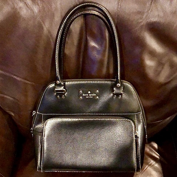 KATE SPADE Black Leather Satchel Top Zipper Bag with Front Zipper Pocket - Picture 16 of 16